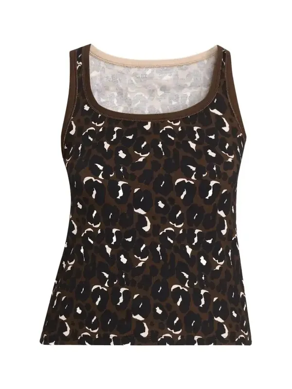 Animal-Print Organic Cotton Rib Tank Top Animal-Print Organic Cotton Rib Tank Top