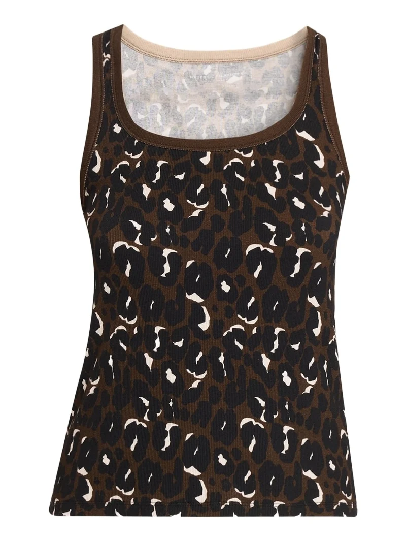 Animal-Print Organic Cotton Rib Tank Top Animal-Print Organic Cotton Rib Tank Top