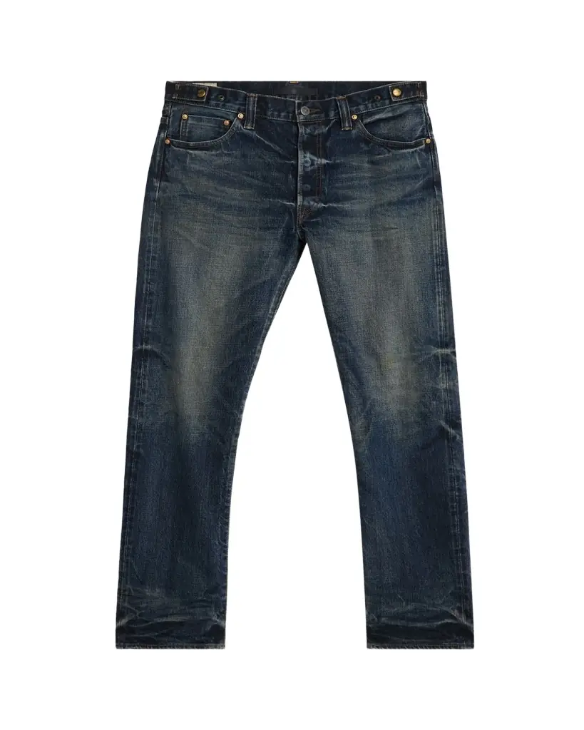 Master Craft Union Men's Waistband-Tab Faded Denim Straight-Leg Jeans | Image 1 Master Craft Union Men's Waistband-Tab Faded Denim Straight-Leg Jeans | Image 1