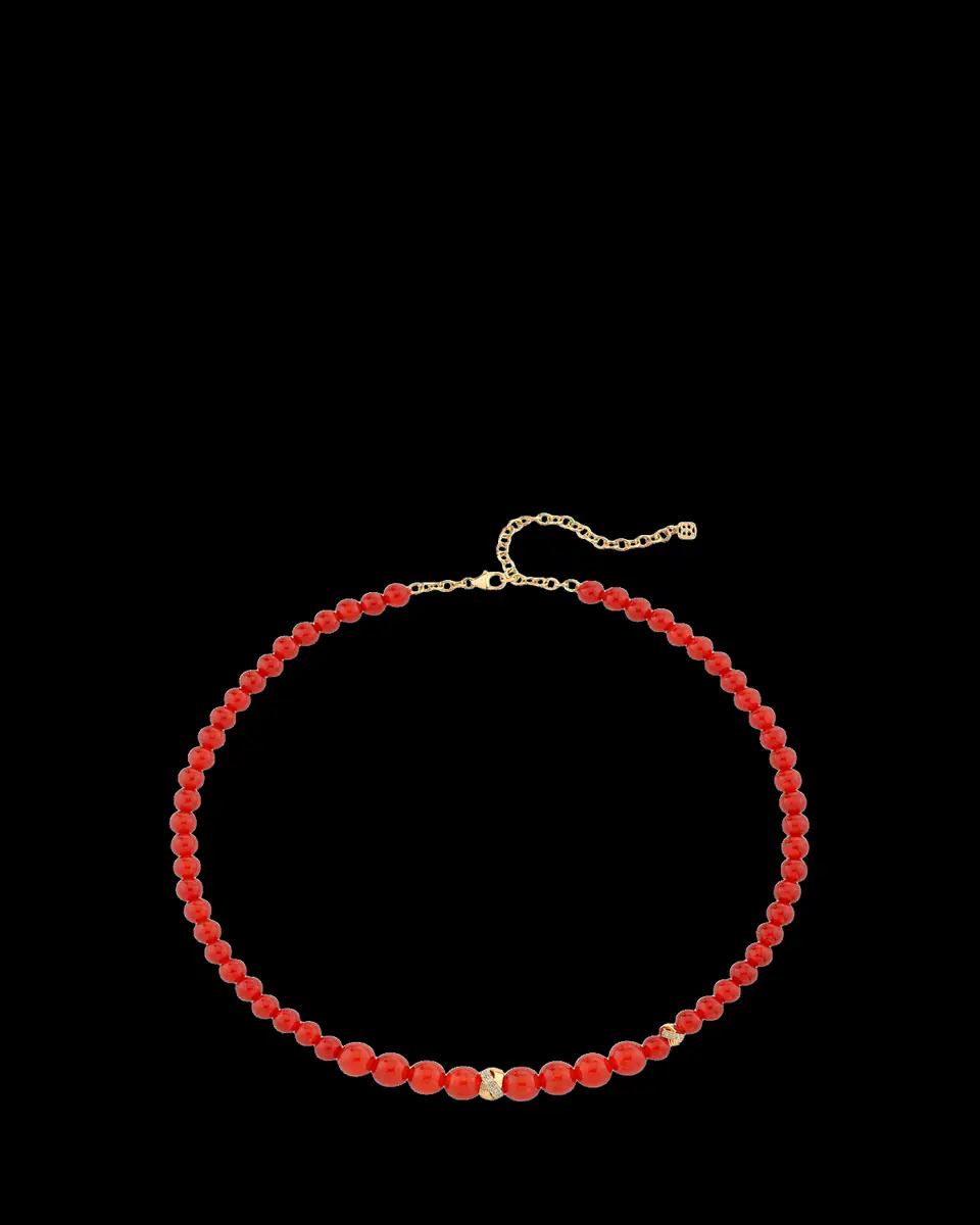 Sydney Evan 14K Diamond Tri-Linked Rondelle on Red Carnelian Necklace | Thumbnail 2 Sydney Evan 14K Diamond Tri-Linked Rondelle on Red Carnelian Necklace | Thumbnail 2