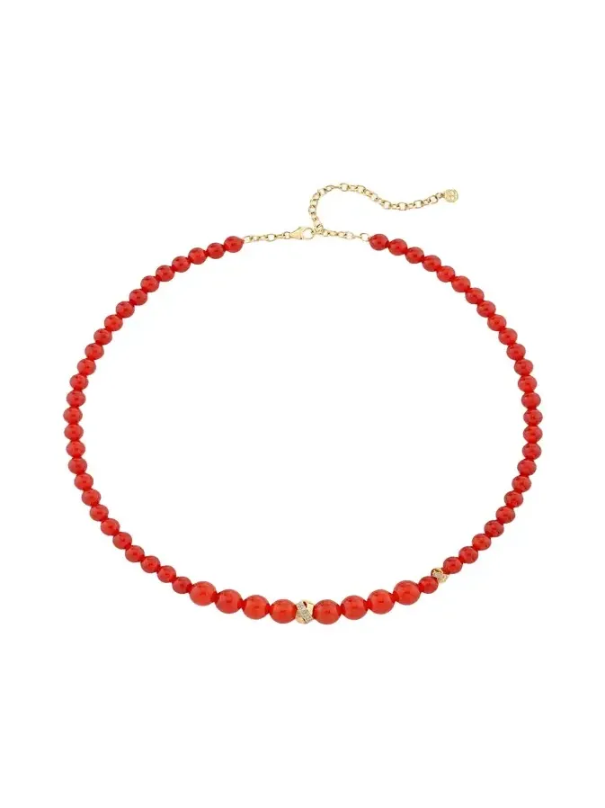 14K Diamond Tri-Linked Rondelle on Red Carnelian Necklace 14K Diamond Tri-Linked Rondelle on Red Carnelian Necklace