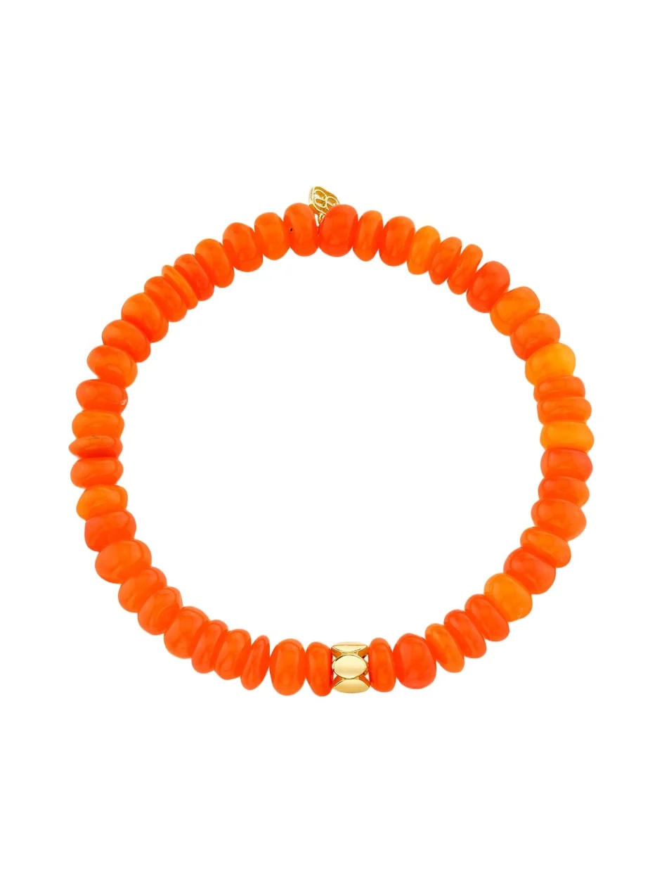 14K Marquise Rondelle on Orange Opal Stretch Bracelet 14K Marquise Rondelle on Orange Opal Stretch Bracelet