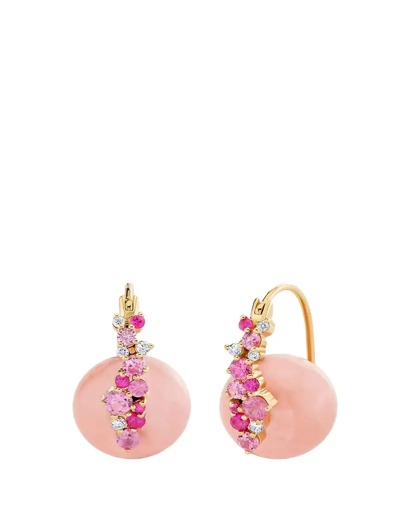 Sydney Evan 14K Diamond and Pink Sapphire 12mm Morganite Bead Earrings | Image 1 Sydney Evan 14K Diamond and Pink Sapphire 12mm Morganite Bead Earrings | Image 1