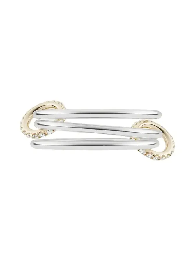 Solarium Silver and 18K Gold Pave Diamond Ring