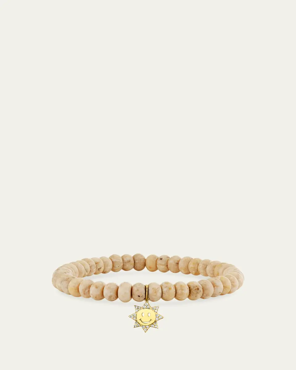 Sydney Evan 14K Diamond Happy Sun on Jasper Stretch Bracelet | Thumbnail 2