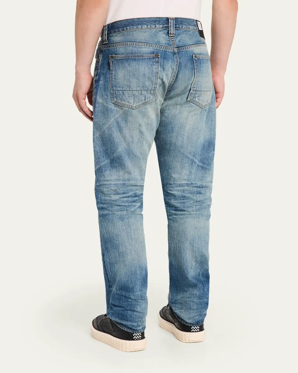 Master Craft Union Men's Waistband-Tab Faded Denim Straight-Leg Jeans | Thumbnail 3 Master Craft Union Men's Waistband-Tab Faded Denim Straight-Leg Jeans | Thumbnail 3