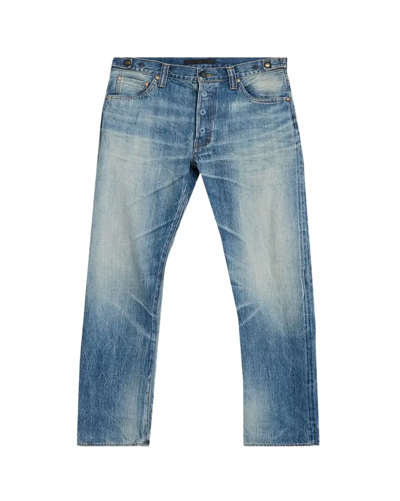 Master Craft Union Men's Waistband-Tab Faded Denim Straight-Leg Jeans | Image 1 Master Craft Union Men's Waistband-Tab Faded Denim Straight-Leg Jeans | Image 1