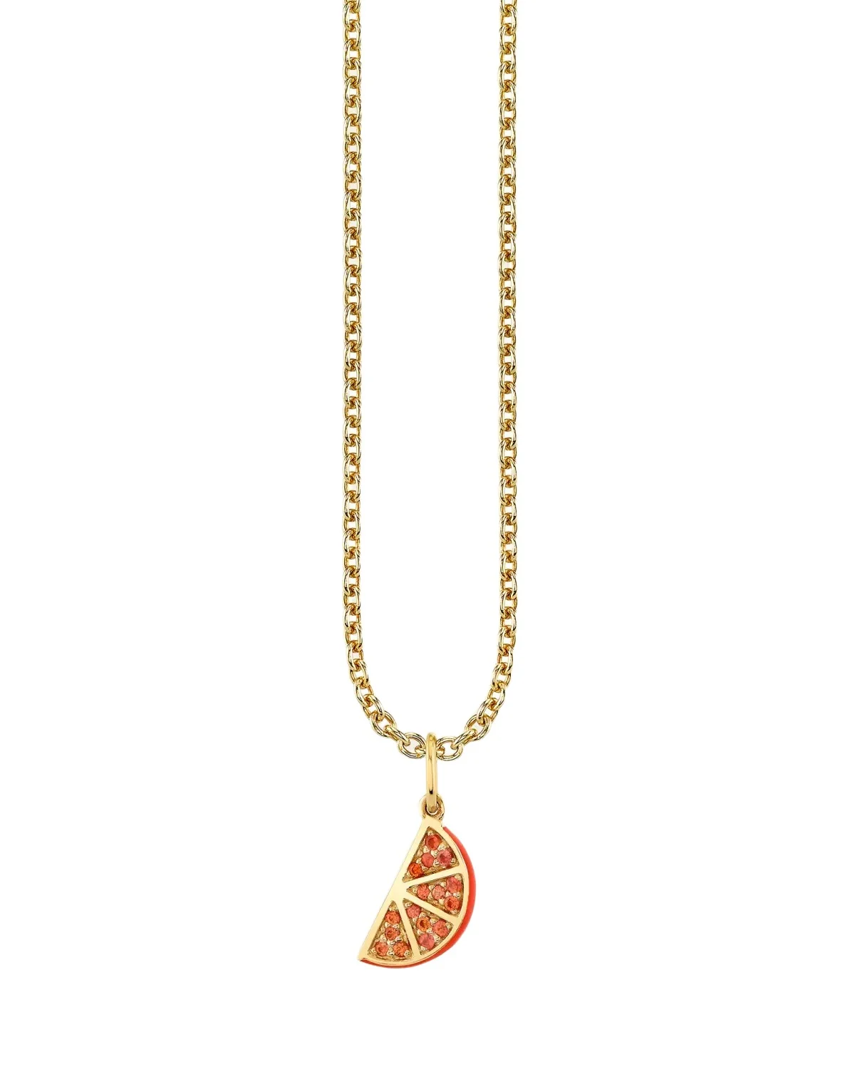 14K Yellow Gold Orange Slice Pendant Necklace