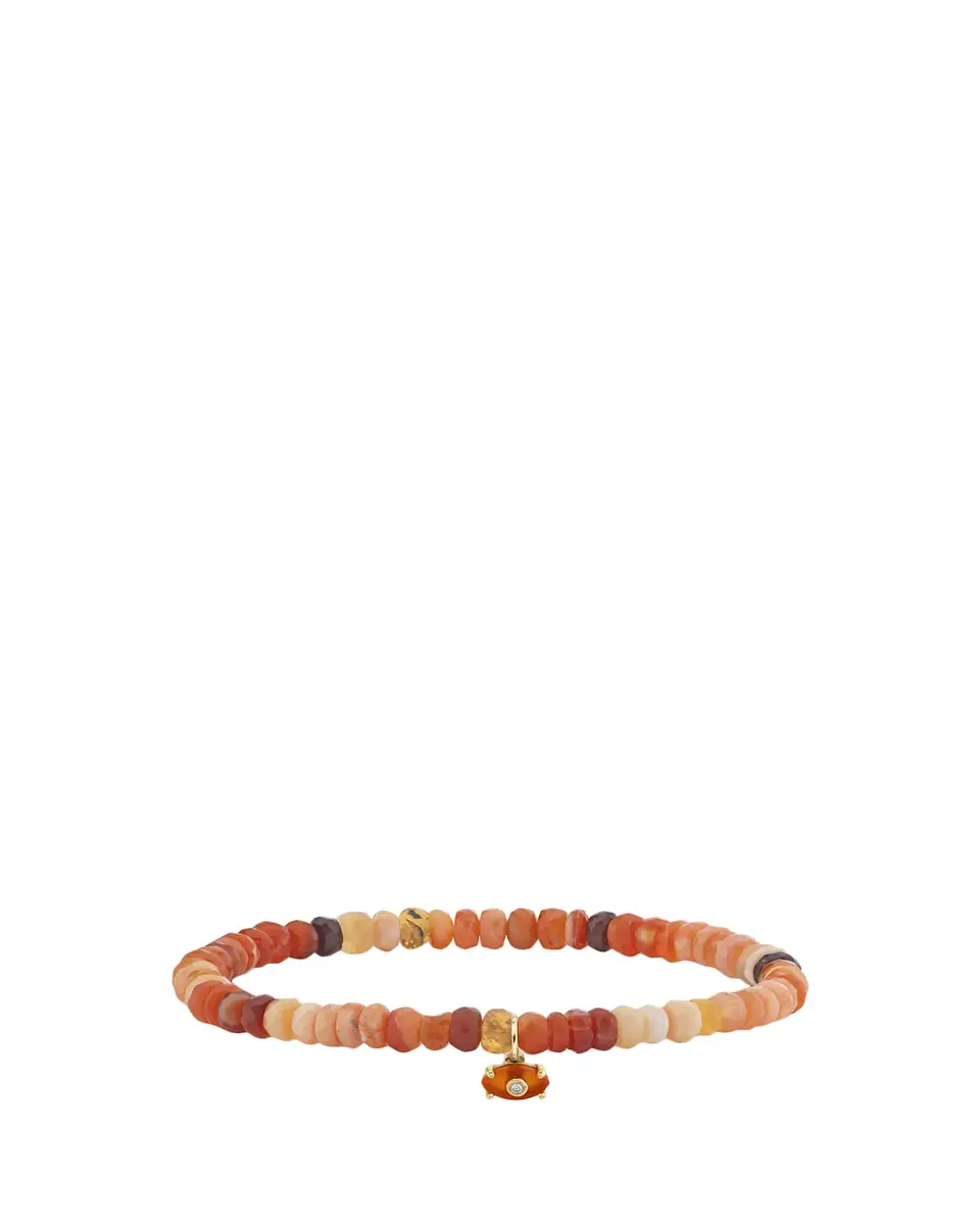 Sydney Evan 14K Diamond Bezel Eye on Fire Opal Stretch Bracelet | Thumbnail 2