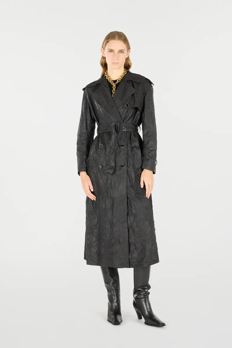 Roberto Cavalli Long Crinkle-Effect Trench Coat | Thumbnail 2