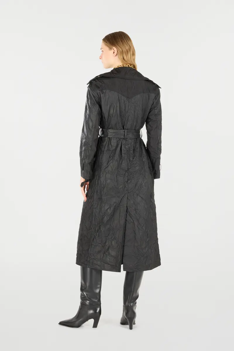 Roberto Cavalli Long Crinkle-Effect Trench Coat | Thumbnail 3
