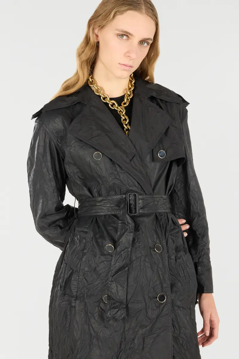 Roberto Cavalli Long Crinkle-Effect Trench Coat | Thumbnail 5