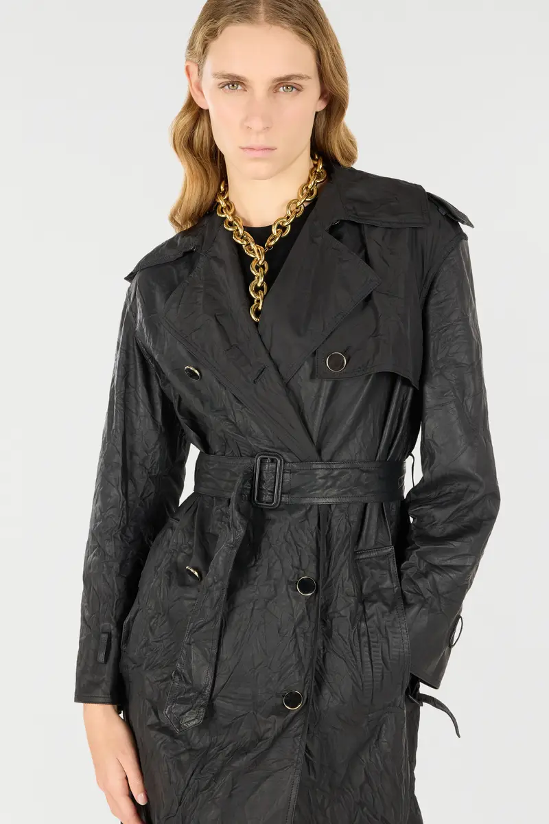 Roberto Cavalli Long Crinkle-Effect Trench Coat | Thumbnail 6