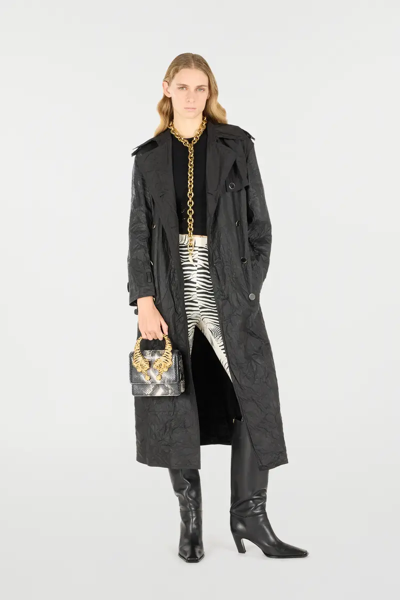 Roberto Cavalli Long Crinkle-Effect Trench Coat | Thumbnail 7