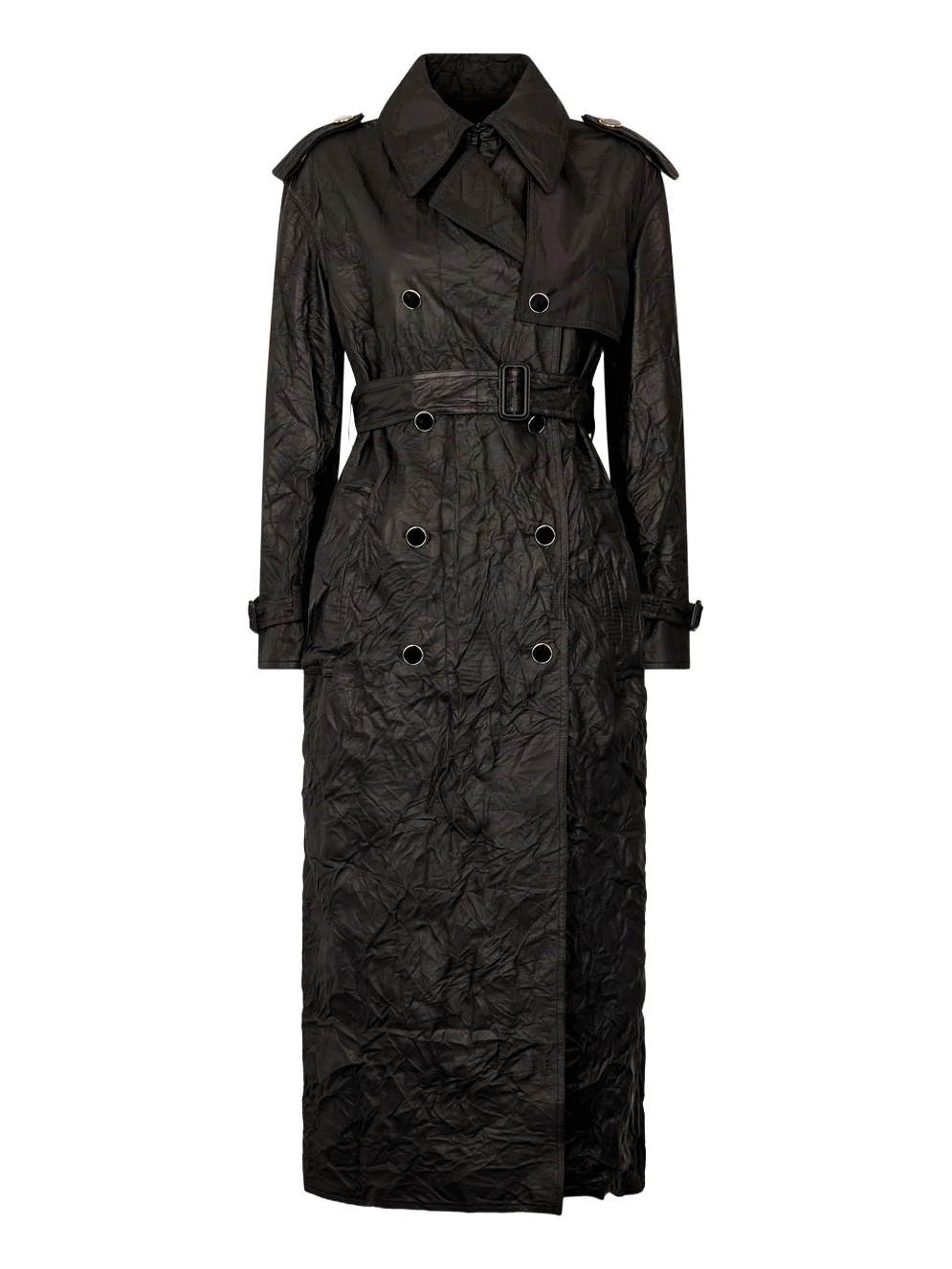 Roberto Cavalli Long Crinkle-Effect Trench Coat
