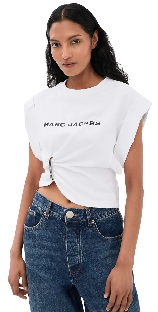 Marc Jacobs Pop J Marc Logo Drape Seam Tee White | Image 1 Marc Jacobs Pop J Marc Logo Drape Seam Tee White | Image 1