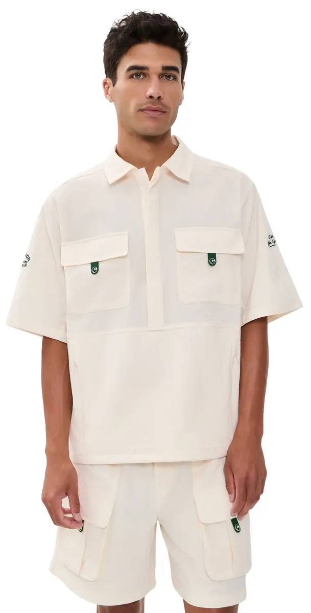 Malbon Bass Club Seersucker Windshirt Ivory M | Image 1 Malbon Bass Club Seersucker Windshirt Ivory M | Image 1