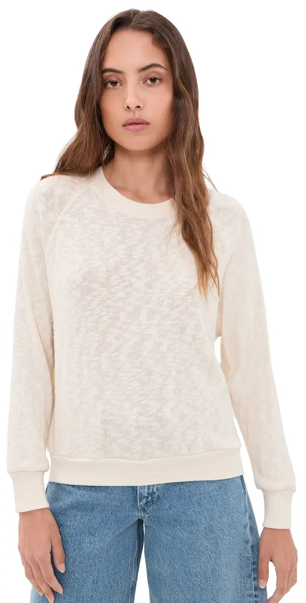 perfectwhitetee Mesh Sweater Raglan weatshirt Natural | Image 1 perfectwhitetee Mesh Sweater Raglan weatshirt Natural | Image 1