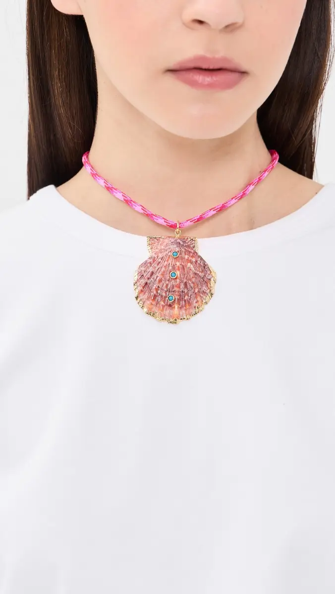 Logan Tay Dark Pink Rope Seashell Necklace | Thumbnail 3 Logan Tay Dark Pink Rope Seashell Necklace | Thumbnail 3