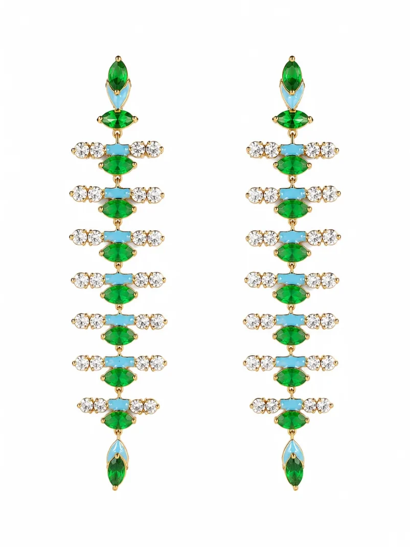 3.62ct Diamond Emerald 18K Gold Dangle Drop Earrings 3.62ct Diamond Emerald 18K Gold Dangle Drop Earrings