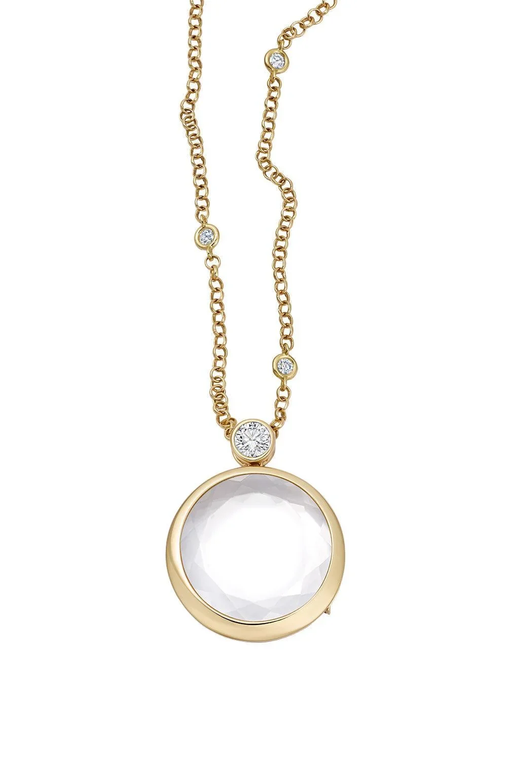 LOQUET Diamond Solitare Round Locket Necklace