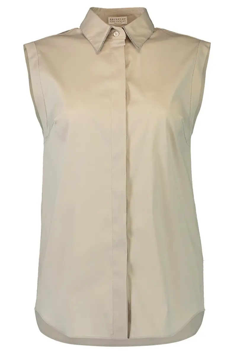 Brunello Cucinelli Monili Trim Sleeveless Top - Stoney Ground