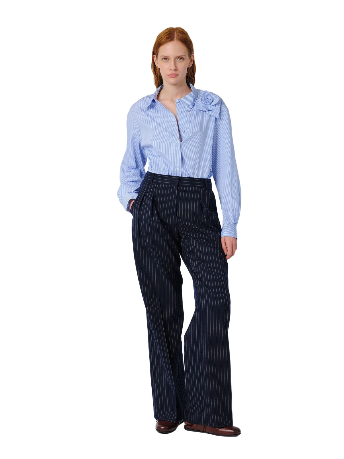 Aknvas The Flor shirt in sky blue pinstripe