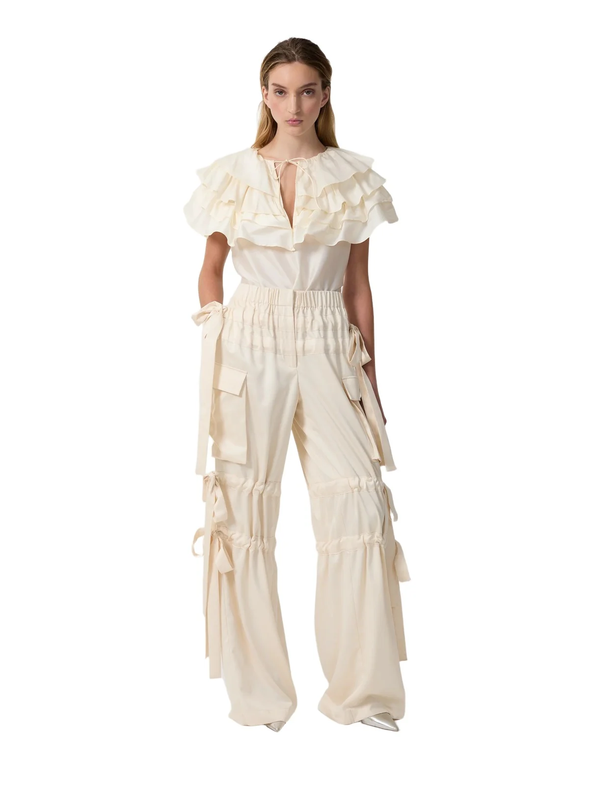 The Linda cape top in cream taffeta The Linda cape top in cream taffeta