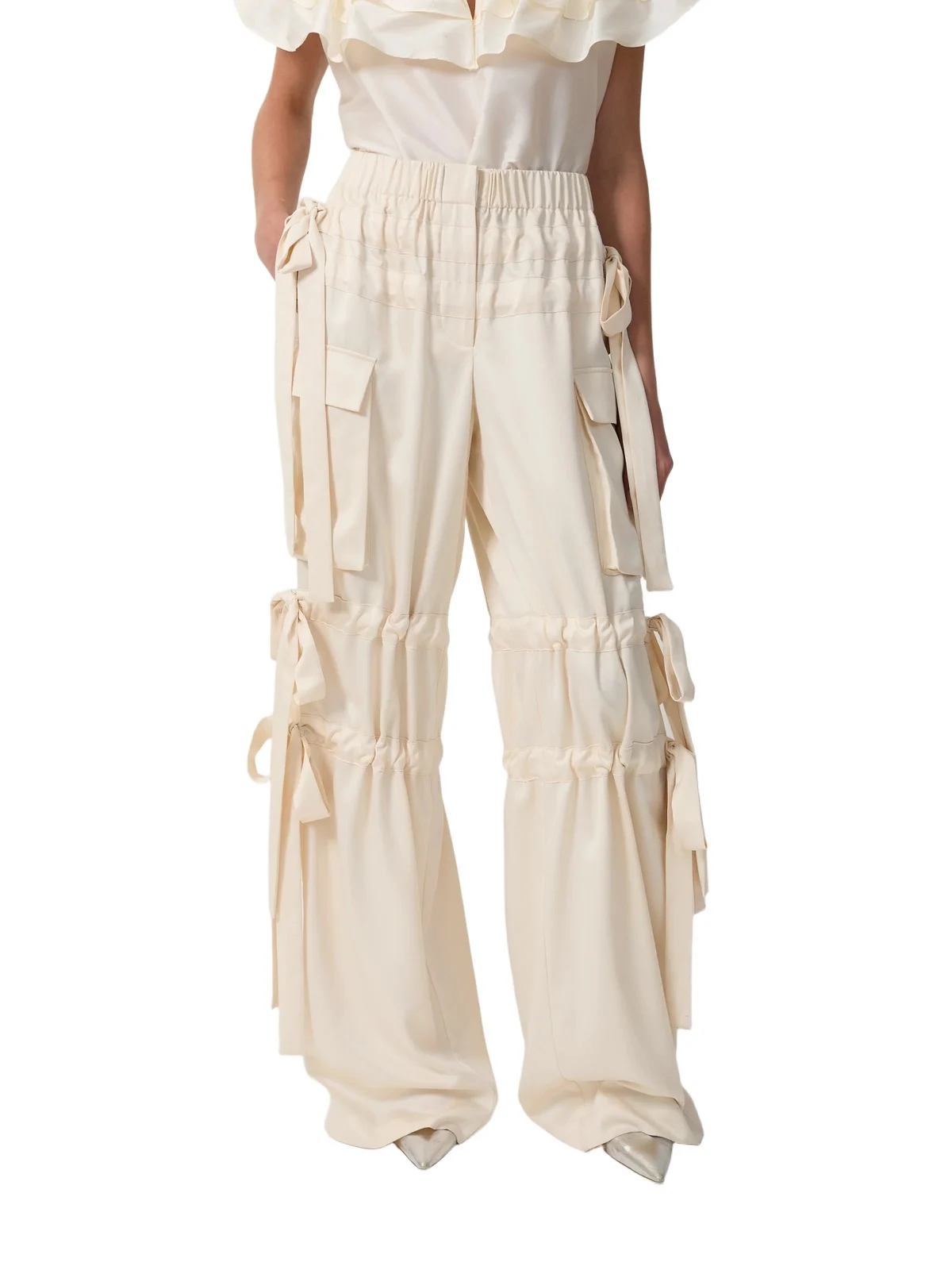 The Odin trousers in cream satin The Odin trousers in cream satin