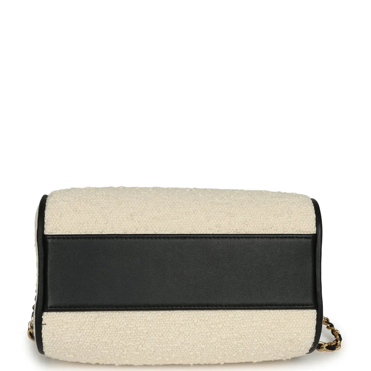 Chanel Chanel Coco Beach Mini Timeless Classic Barrel Bag with Chain Ecru Tweed and Black Calfskin Gold Hardware | Thumbnail 7 Chanel Chanel Coco Beach Mini Timeless Classic Barrel Bag with Chain Ecru Tweed and Black Calfskin Gold Hardware | Thumbnail 7