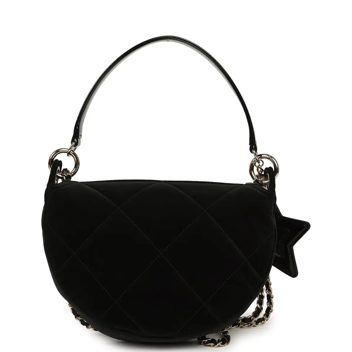 Chanel Chanel Coco Neige Clutch with Chain Black Velvet-Effect Nylon and Black Shiny Crumpled Calfskin Light Gold Hardware | Thumbnail 4