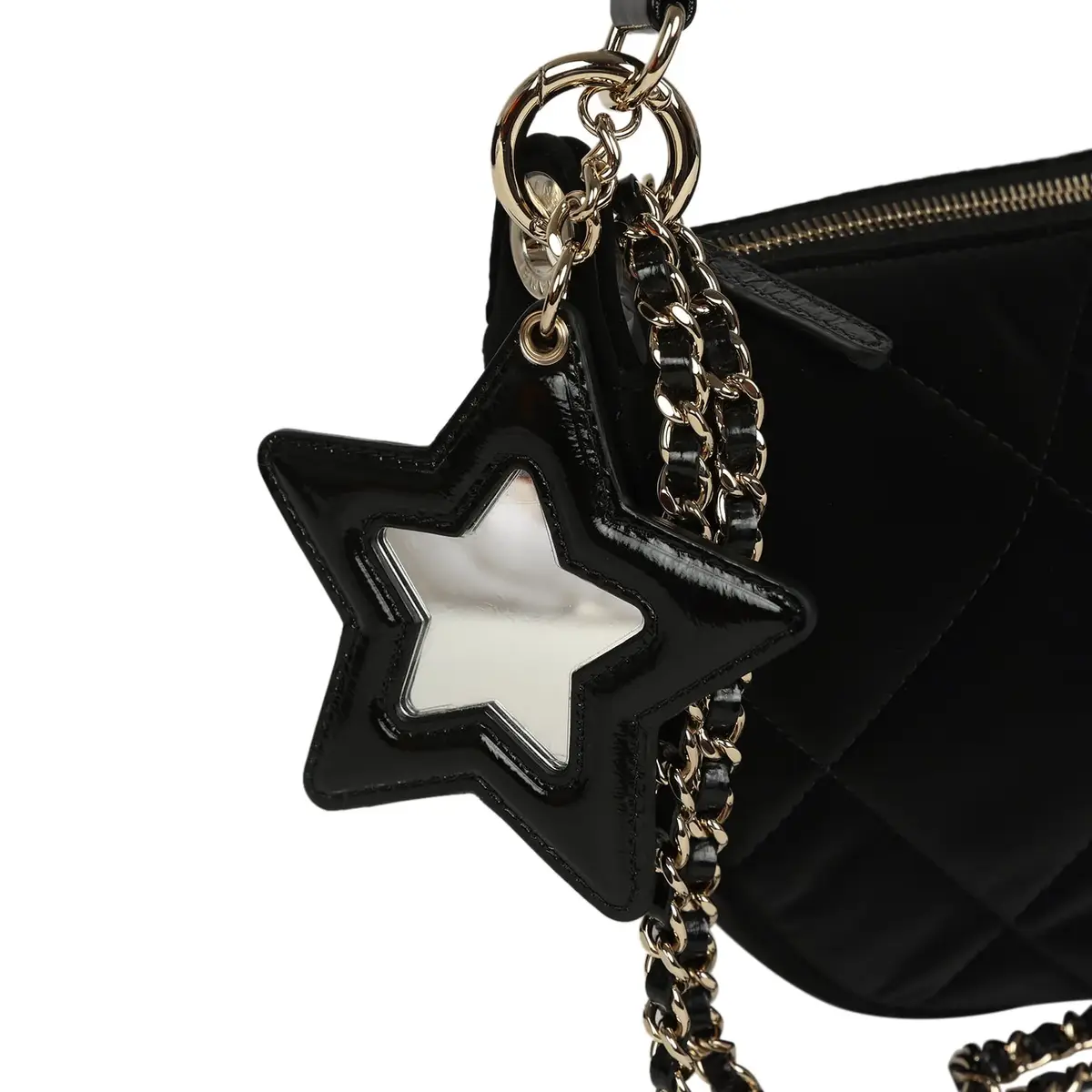 Chanel Chanel Coco Neige Clutch with Chain Black Velvet-Effect Nylon and Black Shiny Crumpled Calfskin Light Gold Hardware | Thumbnail 7
