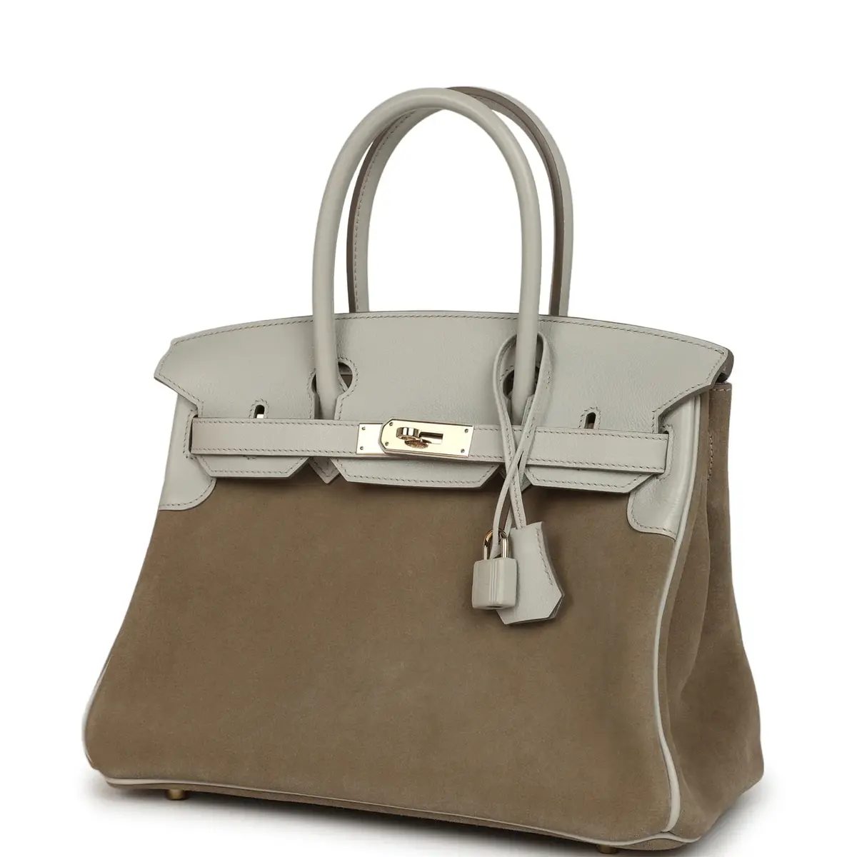 HERMÈS Hermes Birkin 30 Gris Caillou Grizzly and Gris Perle Evercolor Permabrass Hardware | Thumbnail 5 HERMÈS Hermes Birkin 30 Gris Caillou Grizzly and Gris Perle Evercolor Permabrass Hardware | Thumbnail 5