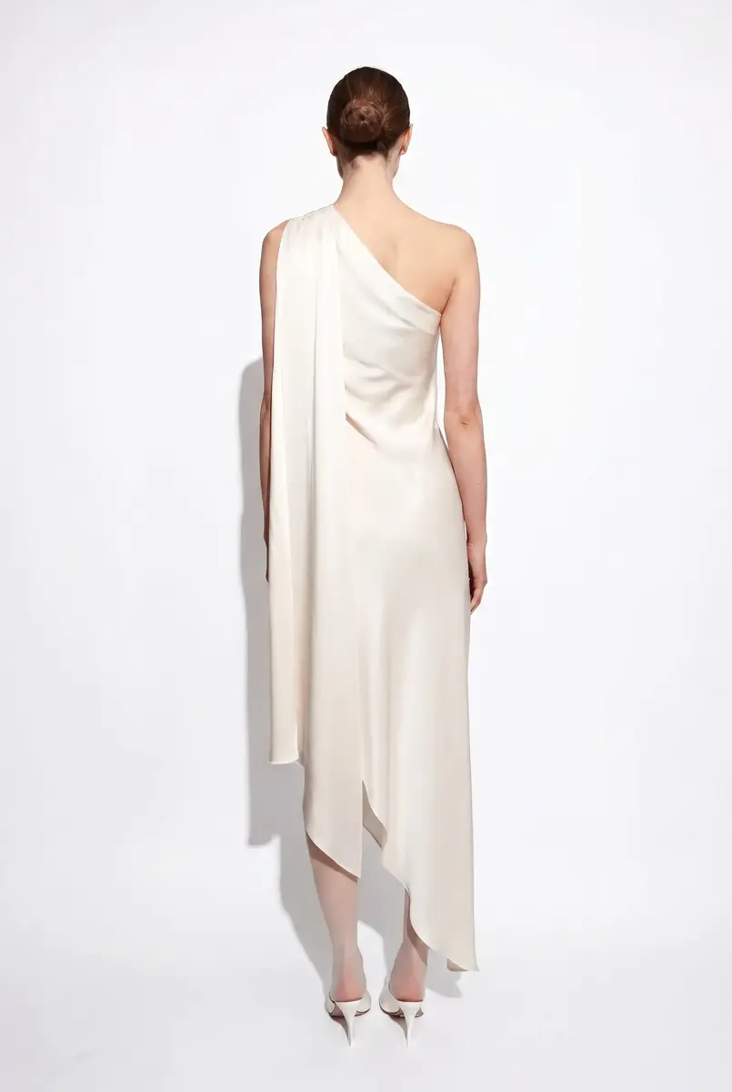 Lapointe Lightweight Satin One Shoulder Dress | Thumbnail 2 Lapointe Lightweight Satin One Shoulder Dress | Thumbnail 2