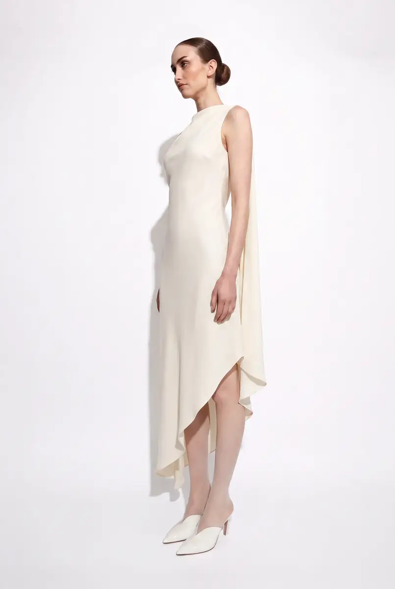 Lapointe Lightweight Satin One Shoulder Dress | Thumbnail 3 Lapointe Lightweight Satin One Shoulder Dress | Thumbnail 3