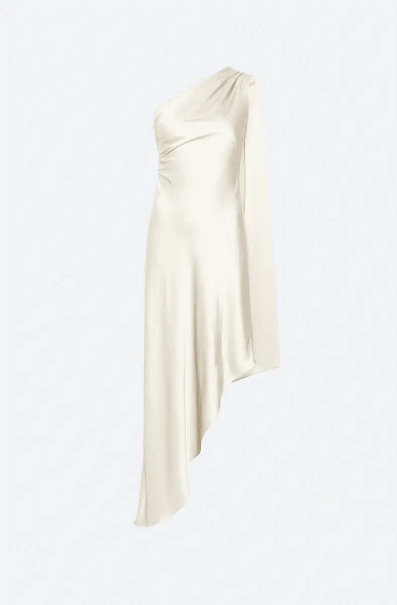 Lapointe Lightweight Satin One Shoulder Dress | Thumbnail 4 Lapointe Lightweight Satin One Shoulder Dress | Thumbnail 4