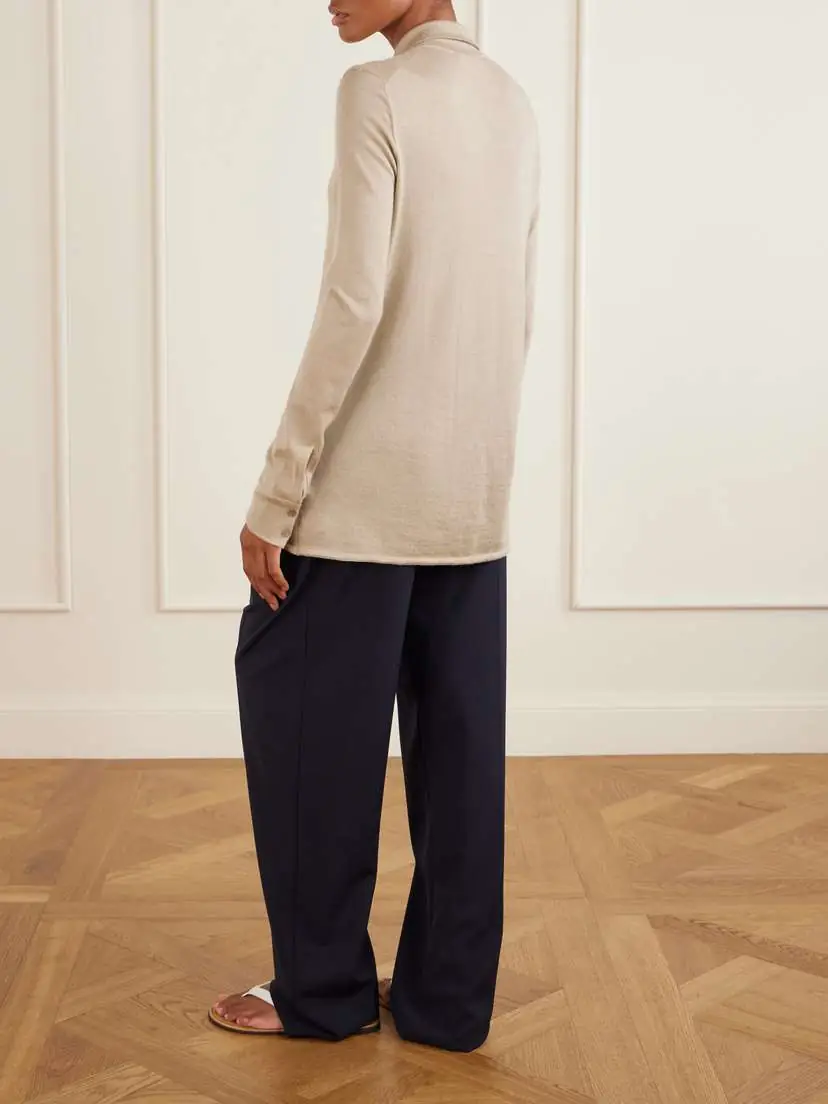 The Row Ocari Cashmere And Silk-blend Polo Knit | Thumbnail 4 The Row Ocari Cashmere And Silk-blend Polo Knit | Thumbnail 4