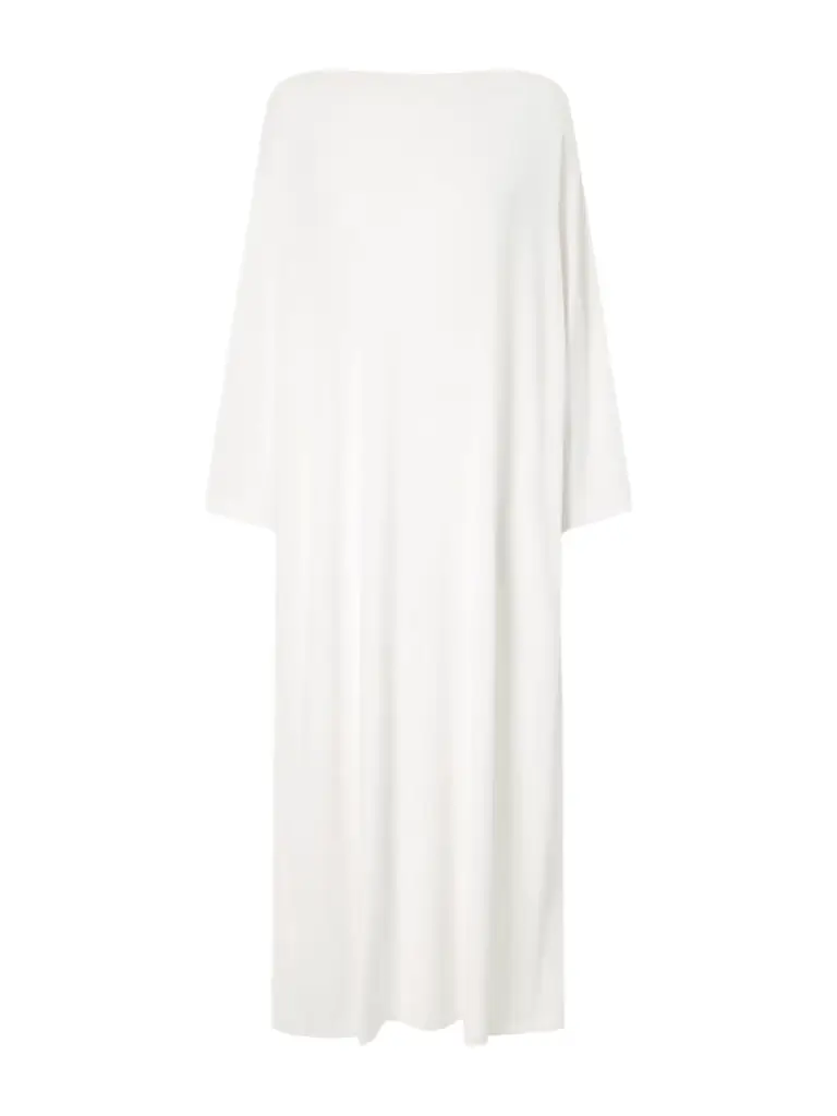The Row Odet Draped Silk And Cotton-blend Midi Dress | Image 1 The Row Odet Draped Silk And Cotton-blend Midi Dress | Image 1