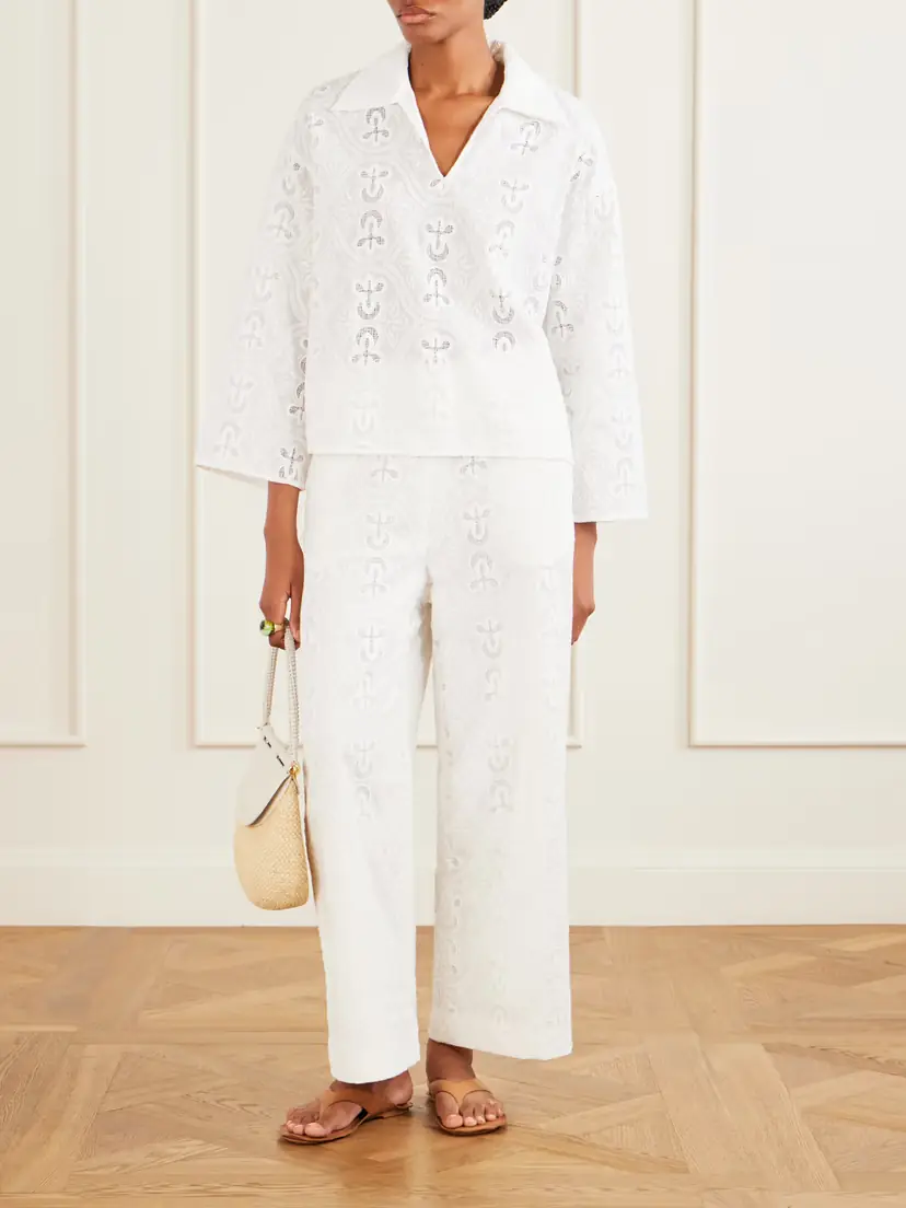 Tove Nynette Floral-embroidered Cotton-blend Wide-leg Pants | Thumbnail 2 Tove Nynette Floral-embroidered Cotton-blend Wide-leg Pants | Thumbnail 2