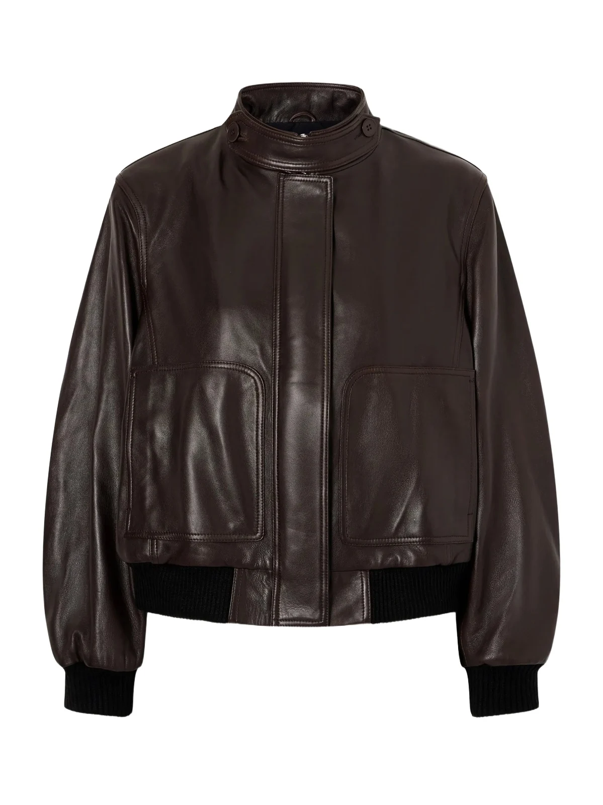 Nour Hammour Rios Ribbed Leather Bomber Jacket