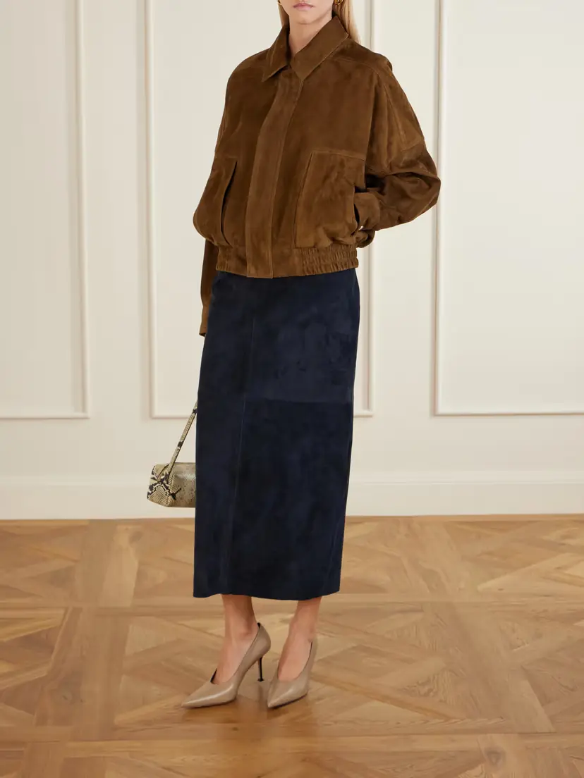 Nour Hammour Selly Suede Midi Skirt | Thumbnail 2