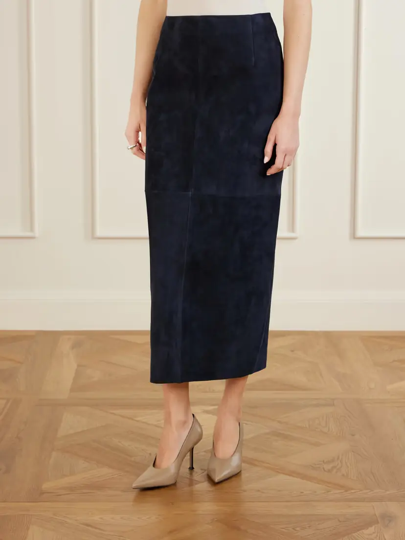 Nour Hammour Selly Suede Midi Skirt | Thumbnail 3