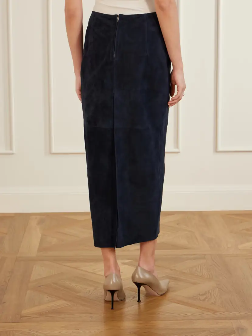 Nour Hammour Selly Suede Midi Skirt | Thumbnail 4
