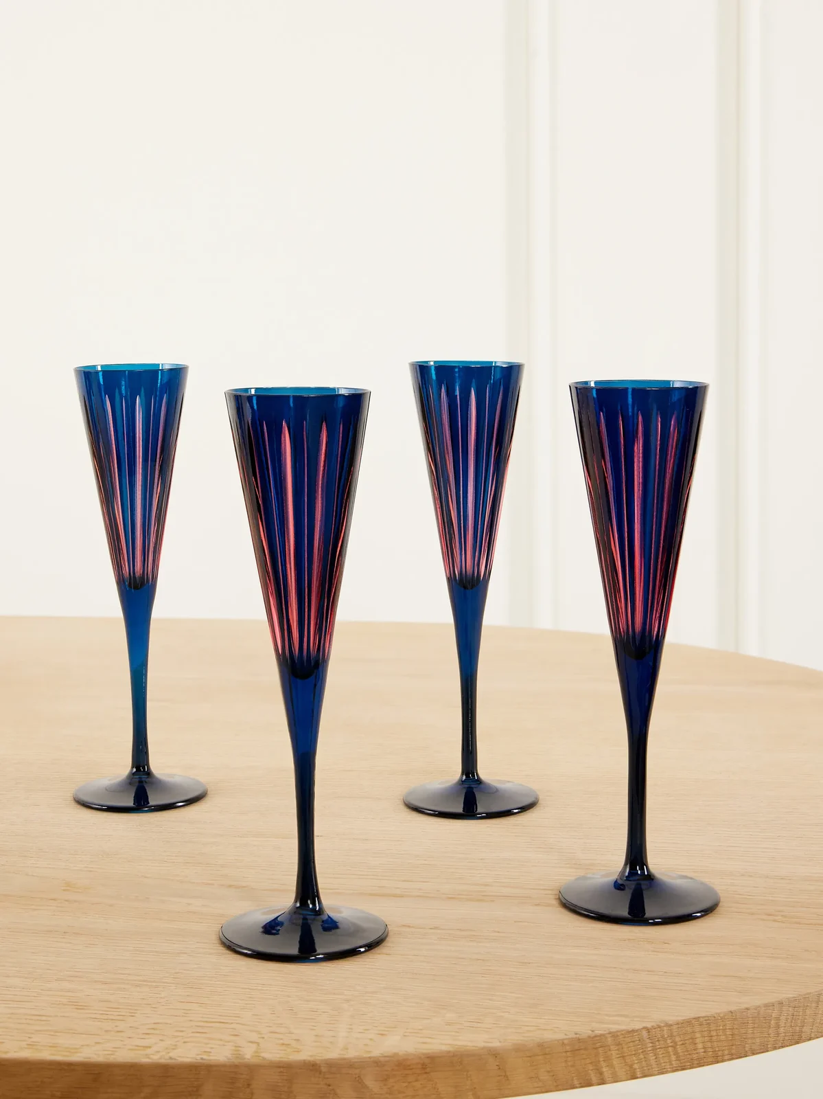 L'Objet Prism Set Of Four Glass Champagne Flutes
