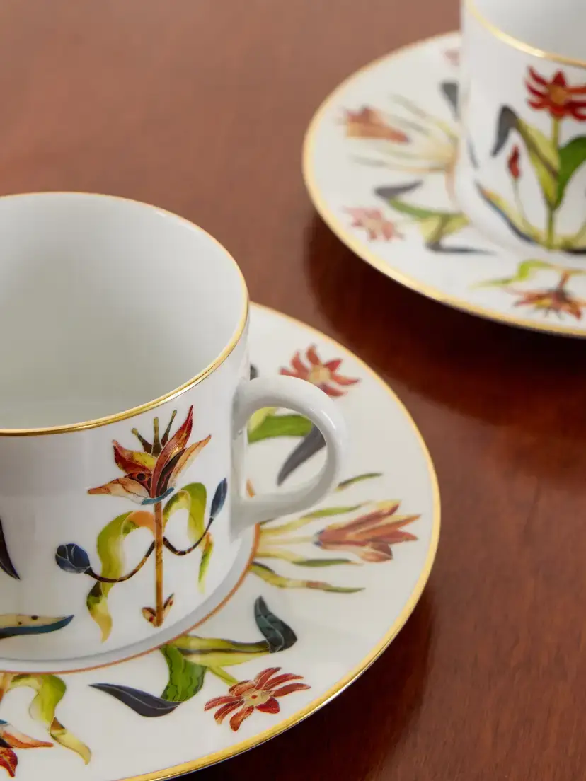 L'Objet Grand Tour Set Of Two Gold-plated Porcelain Teacups And Saucers | Thumbnail 3 L'Objet Grand Tour Set Of Two Gold-plated Porcelain Teacups And Saucers | Thumbnail 3