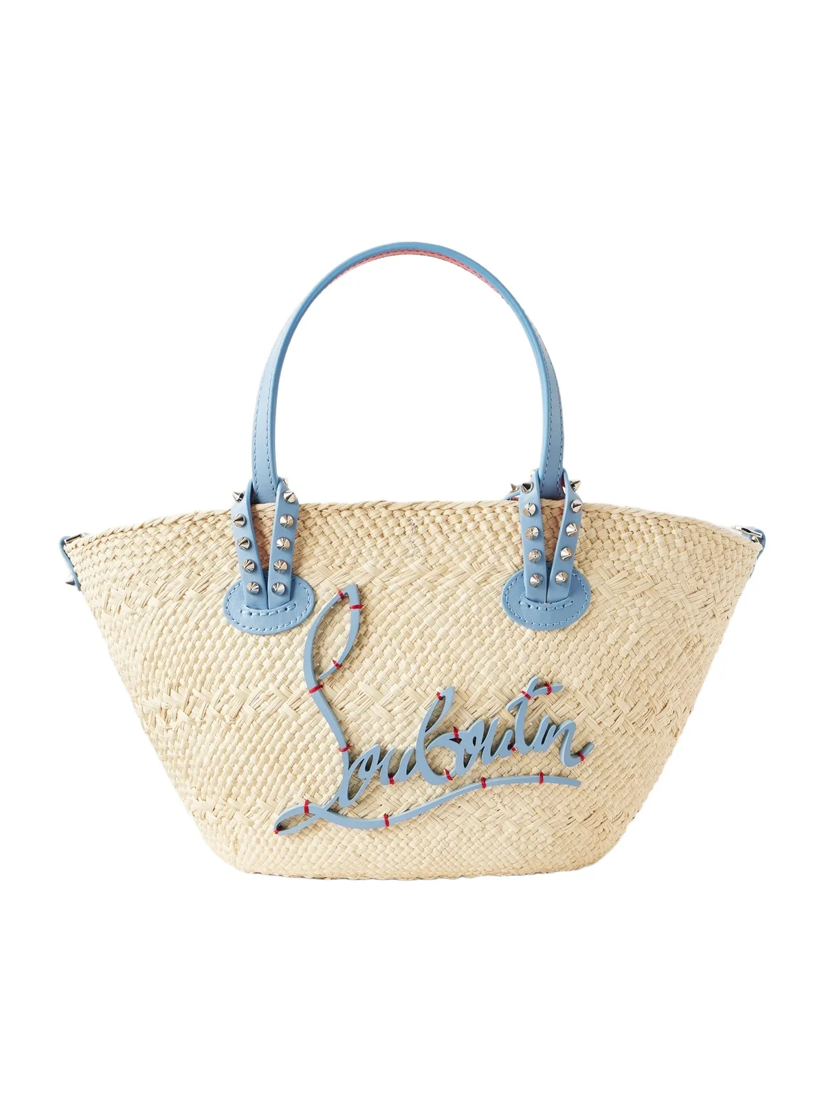 Christian Louboutin Cabata Appliquéd Studded Leather-trimmed Raffia Tote