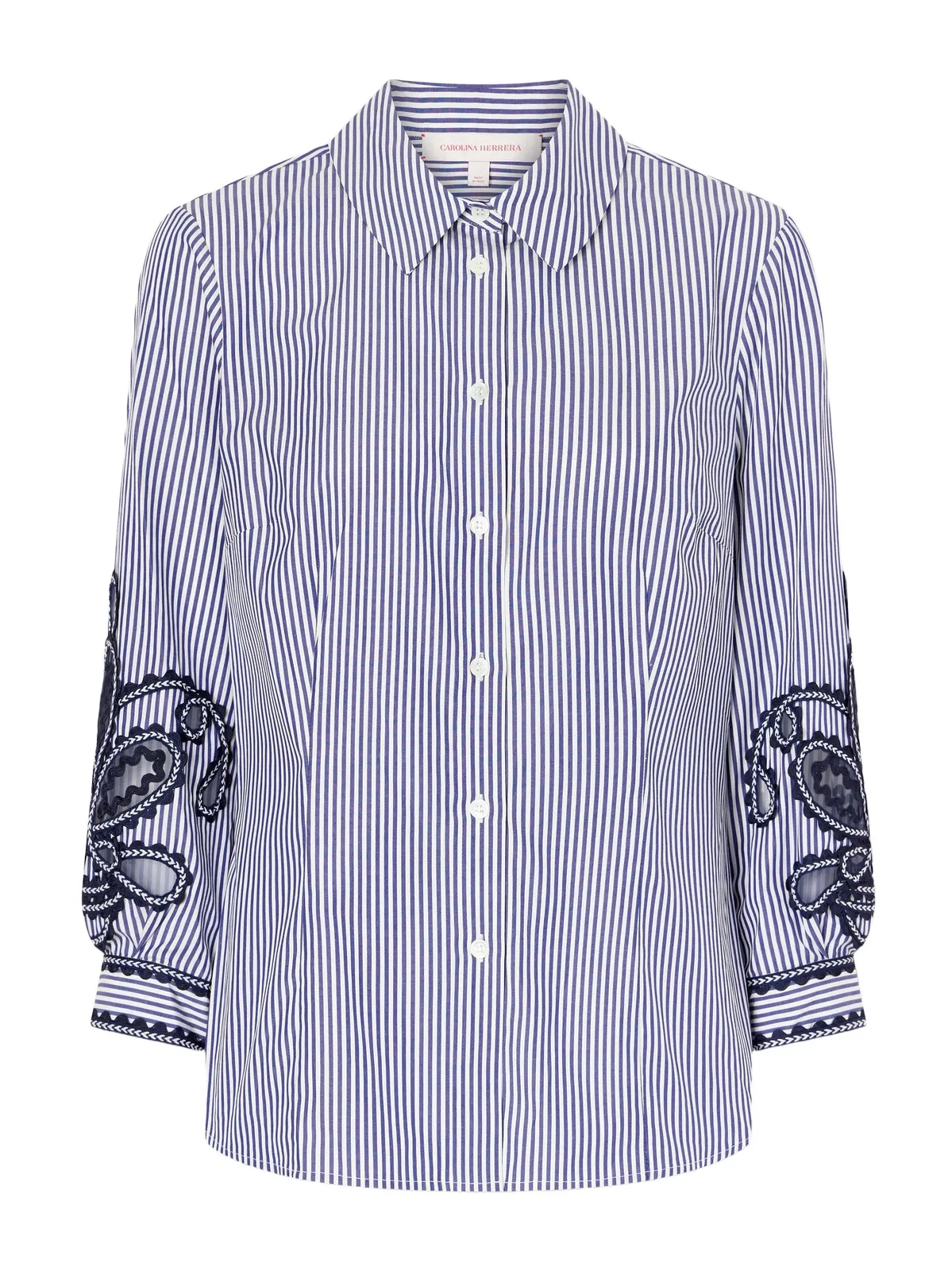 Embroidered Striped Cotton-poplin Shirt Embroidered Striped Cotton-poplin Shirt