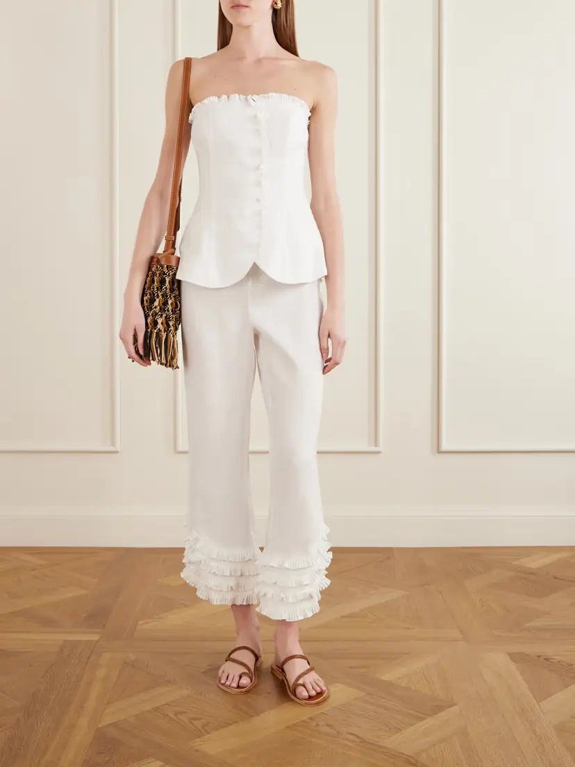 Posse Florence Ruffled Linen Straight-leg Pants | Thumbnail 2