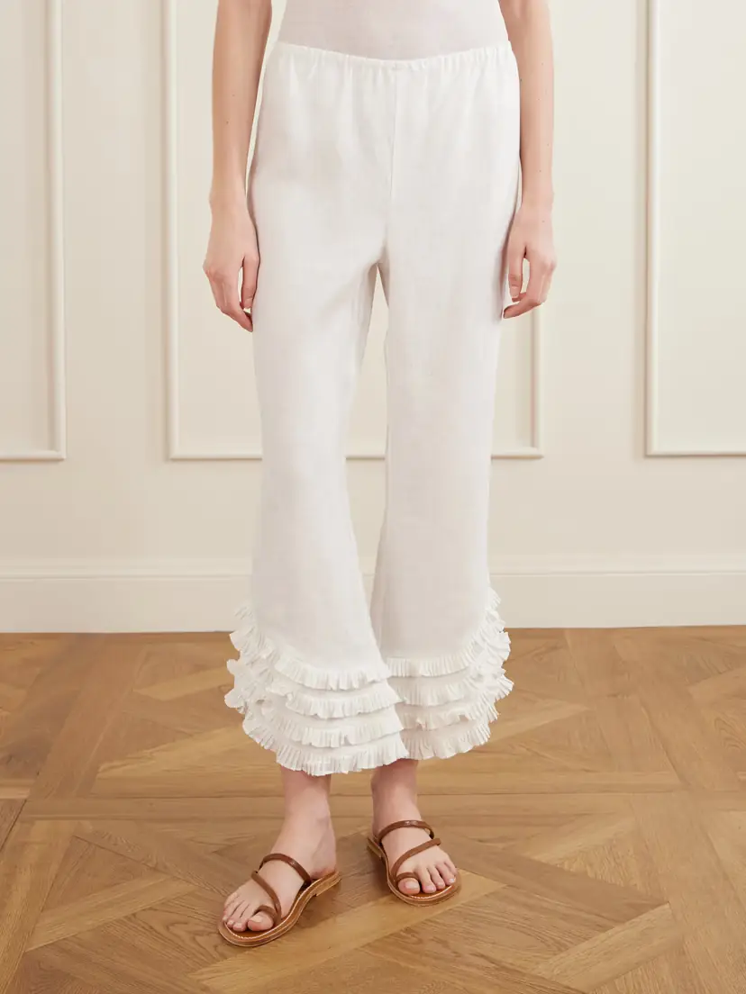 Posse Florence Ruffled Linen Straight-leg Pants | Thumbnail 3