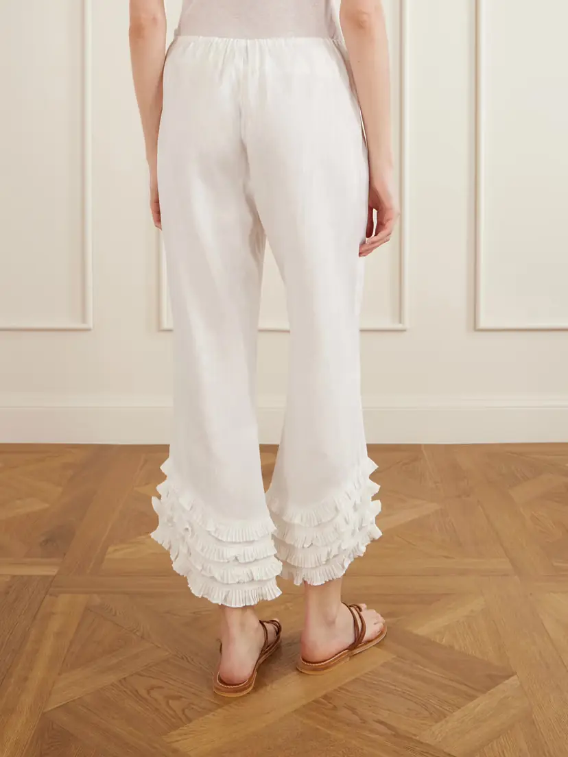 Posse Florence Ruffled Linen Straight-leg Pants | Thumbnail 4